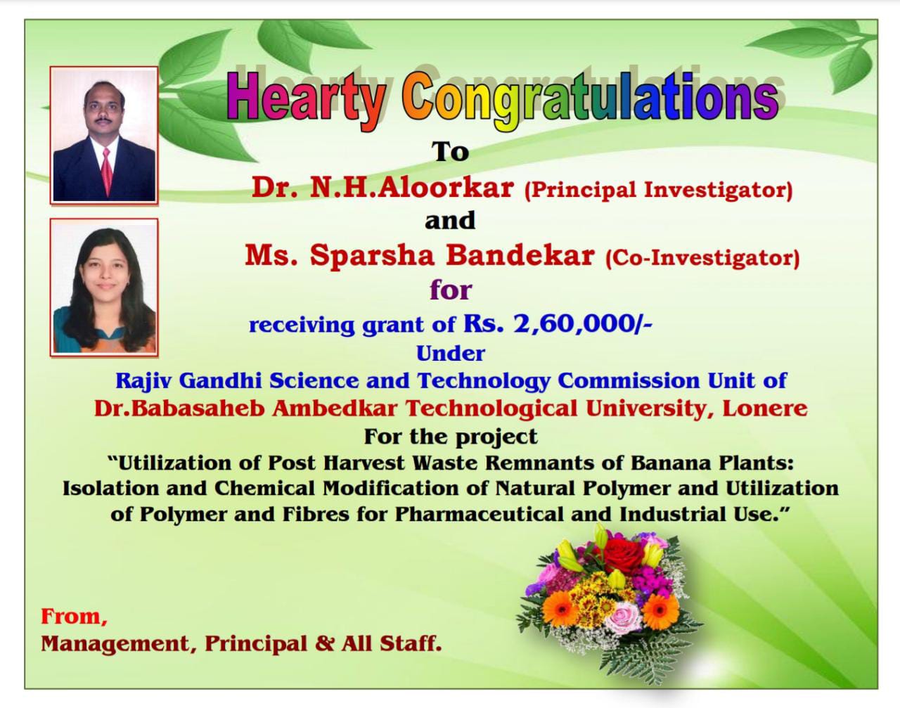 Research Grant of Rs- 2.60 Lac 